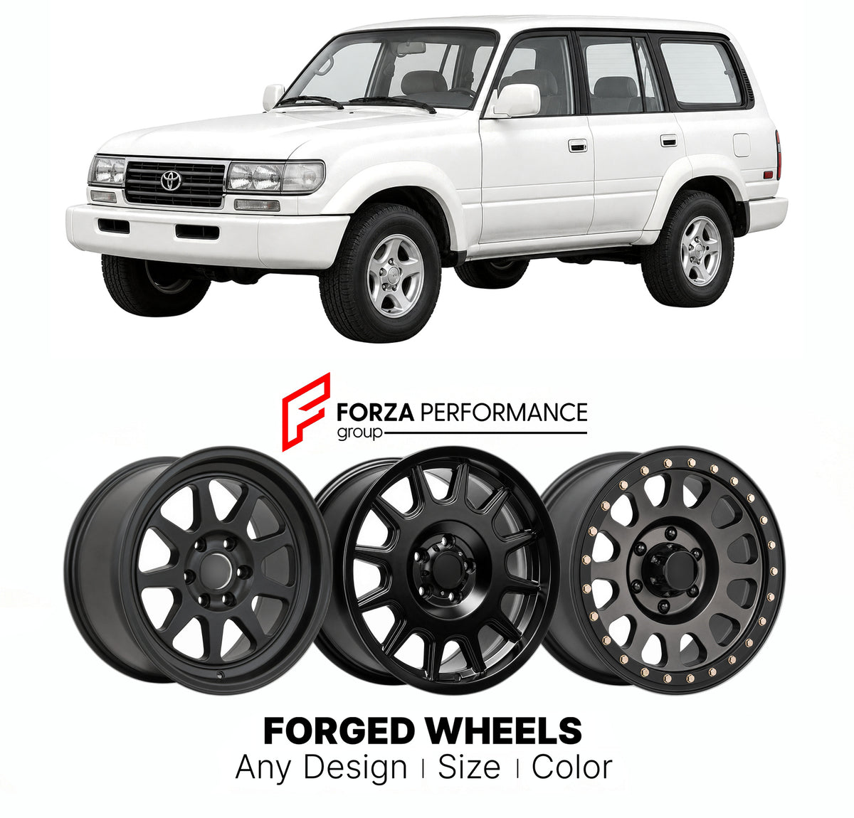 CUSTOM CLASSIC VINTAGE RESTOMOD RETRO OLD SCHOOL FORGED WHEELS RIMS for TOYOTA LAND CRUISER J80 FACELIFT 1995 - 1997

Custom forged wheels for Toyota Land Cruiser J80 Facelift 1995 - 1997. Classic, vintage, restomod and retro JDM wheel designs made to order in custom sizes, offsets, colors and finishes with guaranteed fitment.

We manufacture premium quality forged wheels rims for Toyota Land Cruiser J80 Facelift 1995 - 1997 in any design, size, color.

JDM WHEEL DESIGNS: our Japanese collection for SUVs an