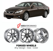 FORGED WHEELS RIMS for TOYOTA MARK X X130 2009 - 2012

Custom forged wheels for Toyota Mark X X130 2009 - 2012. Made-to-order monoblock, 2-piece and 3-piece rims in custom sizes, offsets, colors and finishes with guaranteed fitment.

We manufacture premium quality forged wheels rims for Toyota Mark X X130 2009 - 2012 in any design, size, color.

JDM WHEEL DESIGNS: our Japanese collection for sedans and wagons includes designs inspired by Weds Kranze, Wald, Leon Hardiritt, Vossen, Kuhl Racing, Aimgain, Work 