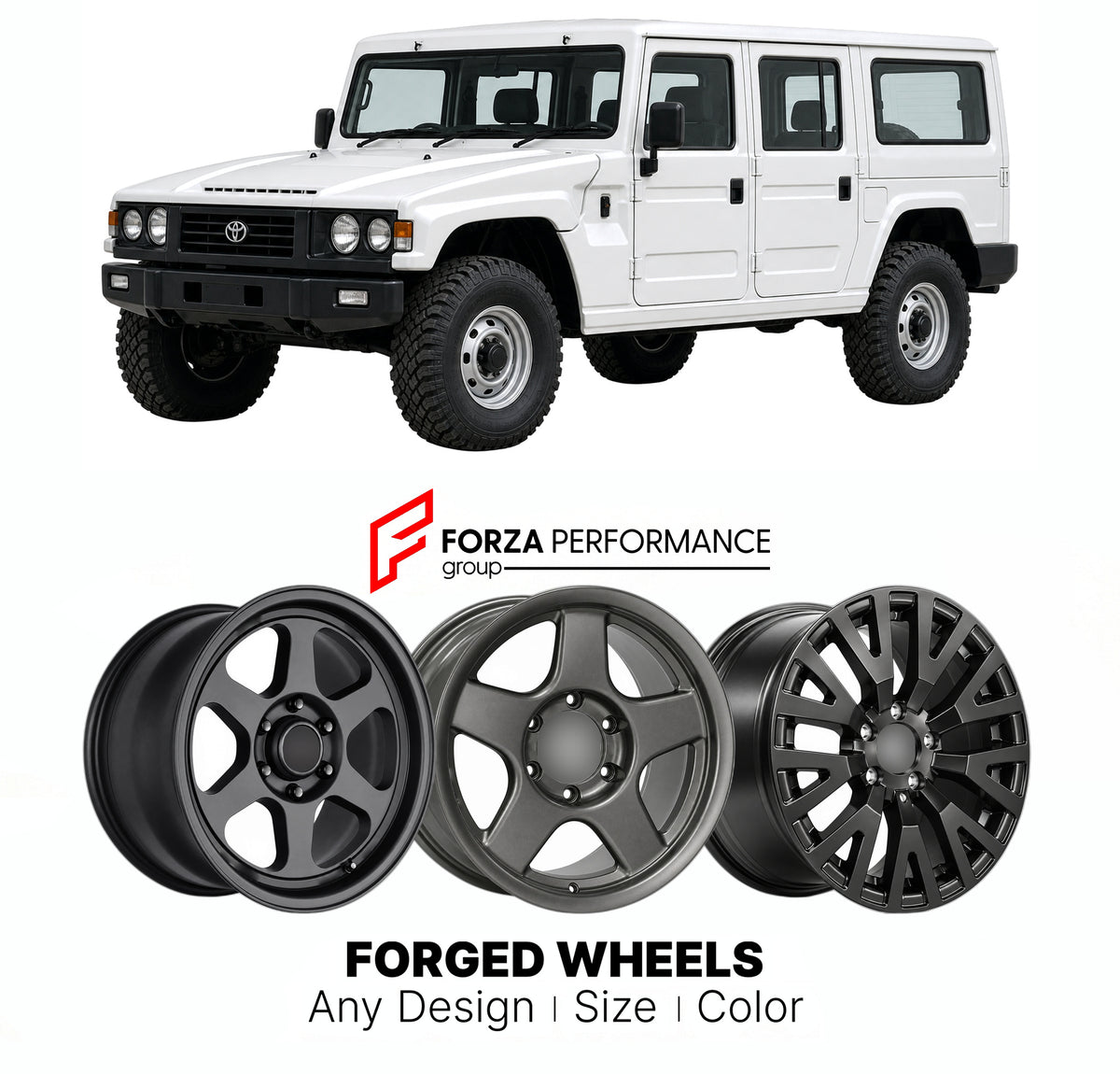 CUSTOM CLASSIC VINTAGE RESTOMOD RETRO OLD SCHOOL FORGED WHEELS RIMS for TOYOTA MEGA CRUISER BXD20 1996 - 2001

Custom forged wheels for Toyota Mega Cruiser BXD20 1996 - 2001. Classic, vintage, restomod and retro JDM wheel designs made to order in custom sizes, offsets, colors and finishes with guaranteed fitment.

We manufacture premium quality forged wheels rims for Toyota Mega Cruiser BXD20 1996 - 2001 in any design, size, color.

JDM WHEEL DESIGNS: our Japanese collection for SUVs and pickups includes de