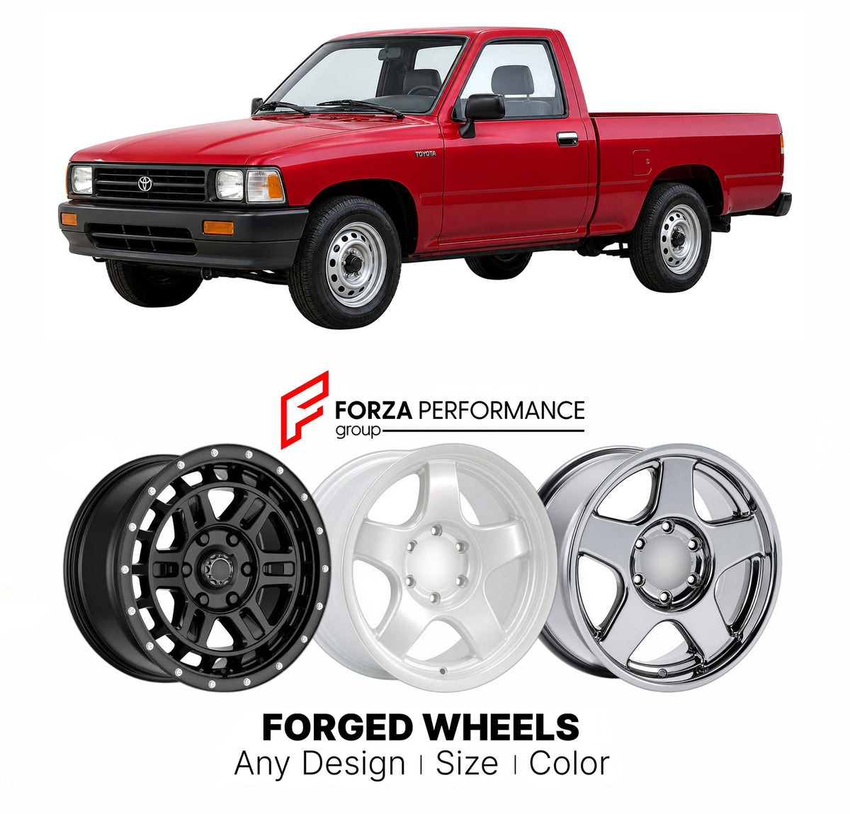 CUSTOM CLASSIC VINTAGE RESTOMOD RETRO OLD SCHOOL FORGED WHEELS RIMS for TOYOTA PICKUP N80 N90 N100 N110 1988 - 1995

Custom forged wheels for Toyota Pickup N80 N90 N100 N110 1988 - 1995. Classic, vintage, restomod and retro JDM wheel designs made to order in custom sizes, offsets, colors and finishes with guaranteed fitment.

We manufacture premium quality forged wheels rims for Toyota Pickup N80 N90 N100 N110 1988 - 1995 in any design, size, color.

JDM WHEEL DESIGNS: our Japanese collection for SUVs and p