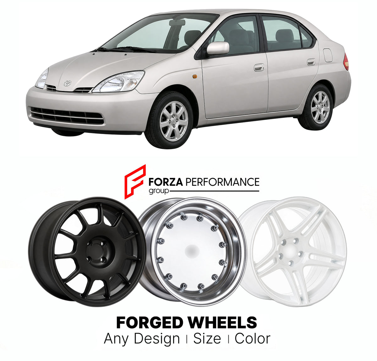 CUSTOM CLASSIC VINTAGE RESTOMOD RETRO OLD SCHOOL FORGED WHEELS RIMS for TOYOTA PRIUS XW10 1997 - 2003

Custom forged wheels for Toyota Prius XW10 1997 - 2003. Classic, vintage, restomod and retro JDM wheel designs made to order in custom sizes, offsets, colors and finishes with guaranteed fitment.

We manufacture premium quality forged wheels rims for Toyota Prius XW10 1997 - 2003 in any design, size, color.

JDM WHEEL DESIGNS: our Japanese collection for hatchbacks, kei cars and MPVs includes designs inspi