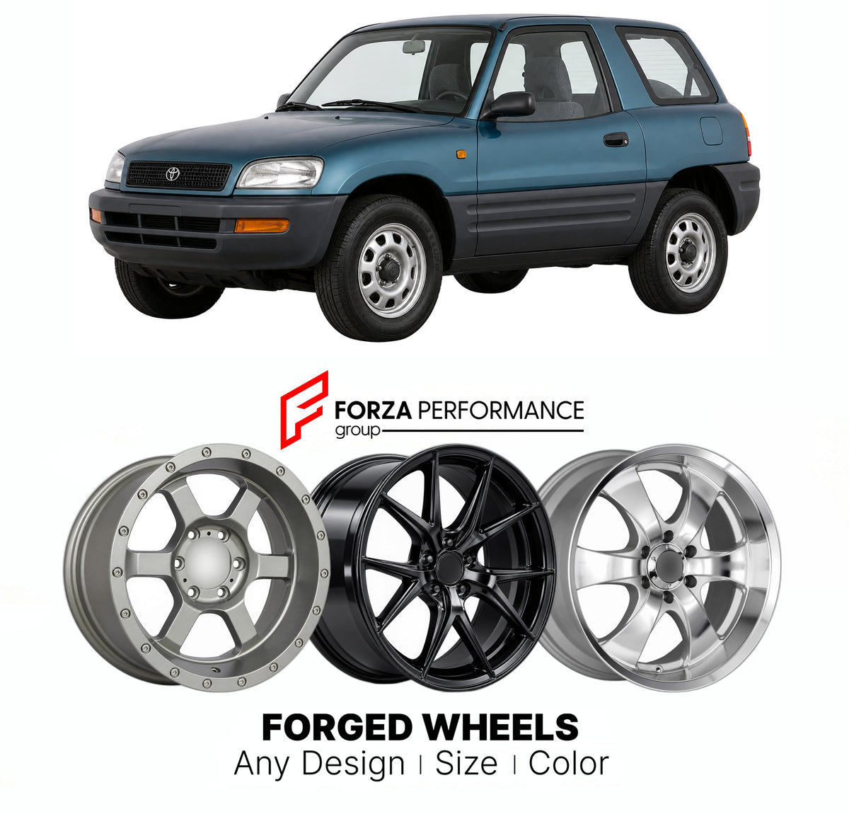 CUSTOM CLASSIC VINTAGE RESTOMOD RETRO OLD SCHOOL FORGED WHEELS RIMS for TOYOTA RAV4 XA10 1994 - 2000

Custom forged wheels for Toyota RAV4 XA10 1994 - 2000. Classic, vintage, restomod and retro JDM wheel designs made to order in custom sizes, offsets, colors and finishes with guaranteed fitment.

We manufacture premium quality forged wheels rims for Toyota RAV4 XA10 1994 - 2000 in any design, size, color.

JDM WHEEL DESIGNS: our Japanese collection for SUVs and pickups includes designs inspired by Bradley V
