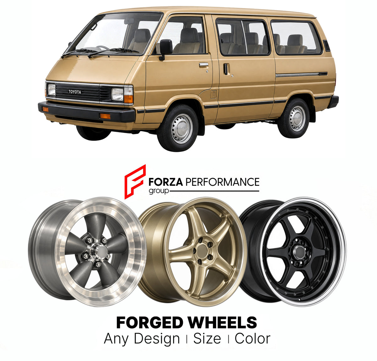 CUSTOM CLASSIC VINTAGE RESTOMOD RETRO OLD SCHOOL FORGED WHEELS RIMS for TOYOTA TOWNACE MODEL F R10 R20 1976 - 1982

Custom forged wheels for Toyota TownAce Model F R10 R20 1976 - 1982. Classic, vintage, restomod and retro JDM wheel designs made to order in custom sizes, offsets, colors and finishes with guaranteed fitment.

We manufacture premium quality forged wheels rims for Toyota TownAce Model F R10 R20 1976 - 1982 in any design, size, color.

JDM WHEEL DESIGNS: our Japanese collection for hatchbacks, k