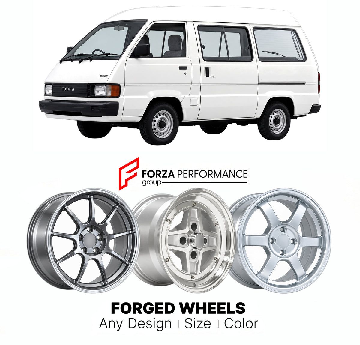 CUSTOM CLASSIC VINTAGE RESTOMOD RETRO OLD SCHOOL FORGED WHEELS RIMS for TOYOTA TOWNACE MODEL F R20 R30 1982 - 1992

Custom forged wheels for Toyota TownAce Model F R20 R30 1982 - 1992. Classic, vintage, restomod and retro JDM wheel designs made to order in custom sizes, offsets, colors and finishes with guaranteed fitment.

We manufacture premium quality forged wheels rims for Toyota TownAce Model F R20 R30 1982 - 1992 in any design, size, color.

JDM WHEEL DESIGNS: our Japanese collection for hatchbacks, k