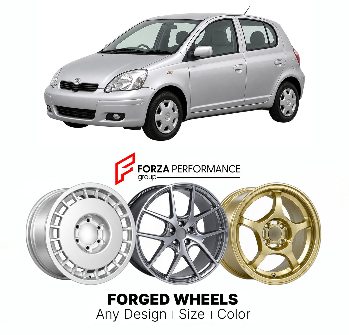 CUSTOM CLASSIC VINTAGE RESTOMOD RETRO OLD SCHOOL FORGED WHEELS RIMS for TOYOTA YARIS VITZ XP10 1999 - 2002

Custom forged wheels for Toyota Yaris Vitz XP10 1999 - 2002. Classic, vintage, restomod and retro JDM wheel designs made to order in custom sizes, offsets, colors and finishes with guaranteed fitment.

We manufacture premium quality forged wheels rims for Toyota Yaris Vitz XP10 1999 - 2002 in any design, size, color.

JDM WHEEL DESIGNS: our Japanese collection for hatchbacks, kei cars and MPVs include