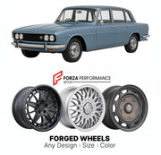 CUSTOM CLASSIC VINTAGE RESTOMOD RETRO OLD SCHOOL FORGED WHEELS RIMS for TRIUMPH 2500 PI TC S 1968 - 1977

Custom forged wheels for Triumph 2500 PI TC S 1968 - 1977. Classic, vintage, restomod wheel designs made to order in custom sizes, offsets, colors and finishes.

We manufacture premium quality forged wheels rims for Triumph 2500 PI TC S 1968 - 1977 in any design, size, color.

THIS WHEEL DESIGN CAN BE CUSTOM-MADE FOR YOUR CAR IN ANY SIZE AND COLOR OPTIONS
Available in monoblock, 2-piece, 3-piece, duoblo