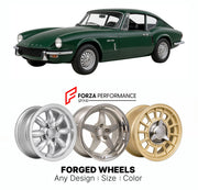 CUSTOM CLASSIC VINTAGE RESTOMOD RETRO OLD SCHOOL FORGED WHEELS RIMS for TRIUMPH GT6 MK 3 1970 - 1973

Custom forged wheels for Triumph GT6 MK 3 1970 - 1973. Classic, vintage, restomod wheel designs made to order in custom sizes, offsets, colors and finishes.

We manufacture premium quality forged wheels rims for Triumph GT6 MK 3 1970 - 1973 in any design, size, color.

THIS WHEEL DESIGN CAN BE CUSTOM-MADE FOR YOUR CAR IN ANY SIZE AND COLOR OPTIONS
Available in monoblock, 2-piece, 3-piece, duoblock, beadlock