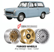 CUSTOM CLASSIC VINTAGE RESTOMOD RETRO OLD SCHOOL FORGED WHEELS RIMS for TRIUMPH HLD 1960 - 1971

Custom forged wheels for Triumph Hld 1960 - 1971. Classic, vintage, restomod wheel designs made to order in custom sizes, offsets, colors and finishes.

We manufacture premium quality forged wheels rims for Triumph Hld 1960 - 1971 in any design, size, color.

THIS WHEEL DESIGN CAN BE CUSTOM-MADE FOR YOUR CAR IN ANY SIZE AND COLOR OPTIONS
Available in monoblock, 2-piece, 3-piece, duoblock, beadlock
3D wheel rende