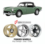 CUSTOM CLASSIC VINTAGE RESTOMOD RETRO OLD SCHOOL FORGED WHEELS RIMS for TRIUMPH SPITFIRE MK 1 1962 - 1964

Custom forged wheels for Triumph Spitfire MK 1 1962 - 1964. Classic, vintage, restomod wheel designs made to order in custom sizes, offsets, colors and finishes.

We manufacture premium quality forged wheels rims for Triumph Spitfire MK 1 1962 - 1964 in any design, size, color.

THIS WHEEL DESIGN CAN BE CUSTOM-MADE FOR YOUR CAR IN ANY SIZE AND COLOR OPTIONS
Available in monoblock, 2-piece, 3-piece, duo