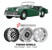 CUSTOM CLASSIC VINTAGE RESTOMOD RETRO OLD SCHOOL FORGED WHEELS RIMS for TRIUMPH TR3 1955 - 1962

Custom forged wheels for Triumph TR3 1955 - 1962. Classic, vintage, restomod wheel designs made to order in custom sizes, offsets, colors and finishes.

We manufacture premium quality forged wheels rims for Triumph TR3 1955 - 1962 in any design, size, color.

THIS WHEEL DESIGN CAN BE CUSTOM-MADE FOR YOUR CAR IN ANY SIZE AND COLOR OPTIONS
Available in monoblock, 2-piece, 3-piece, duoblock, beadlock
3D wheel rende