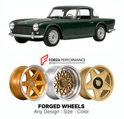 CUSTOM CLASSIC VINTAGE RESTOMOD RETRO OLD SCHOOL FORGED WHEELS RIMS for TRIUMPH TR4 1961 - 1965

Custom forged wheels for Triumph TR4 1961 - 1965. Classic, vintage, restomod wheel designs made to order in custom sizes, offsets, colors and finishes.

We manufacture premium quality forged wheels rims for Triumph TR4 1961 - 1965 in any design, size, color.

THIS WHEEL DESIGN CAN BE CUSTOM-MADE FOR YOUR CAR IN ANY SIZE AND COLOR OPTIONS
Available in monoblock, 2-piece, 3-piece, duoblock, beadlock
3D wheel rende