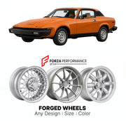 CUSTOM CLASSIC VINTAGE RESTOMOD RETRO OLD SCHOOL FORGED WHEELS RIMS for TRIUMPH TR7 1975 - 1981

Custom forged wheels for Triumph TR7 1975 - 1981. Classic, vintage, restomod wheel designs made to order in custom sizes, offsets, colors and finishes.

We manufacture premium quality forged wheels rims for Triumph TR7 1975 - 1981 in any design, size, color.

THIS WHEEL DESIGN CAN BE CUSTOM-MADE FOR YOUR CAR IN ANY SIZE AND COLOR OPTIONS
Available in monoblock, 2-piece, 3-piece, duoblock, beadlock
3D wheel rende