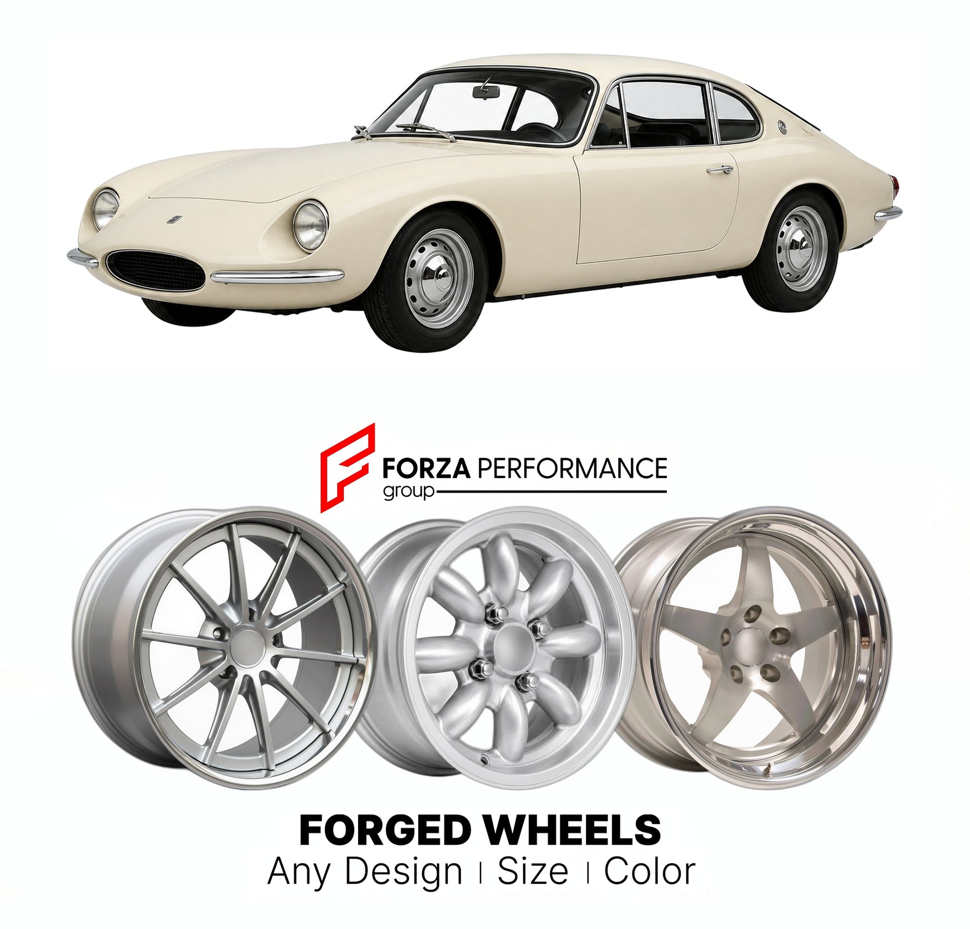 CUSTOM CLASSIC VINTAGE RESTOMOD RETRO OLD SCHOOL FORGED WHEELS RIMS for TURNER GT 1962 - 1966

Custom forged wheels for Turner GT 1962 - 1966. Classic, vintage, restomod wheel designs made to order in custom sizes, offsets, colors and finishes.

We manufacture premium quality forged wheels rims for Turner GT 1962 - 1966 in any design, size, color.

THIS WHEEL DESIGN CAN BE CUSTOM-MADE FOR YOUR CAR IN ANY SIZE AND COLOR OPTIONS
Available in monoblock, 2-piece, 3-piece, duoblock, beadlock
3D wheel renderings 