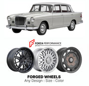 CUSTOM CLASSIC VINTAGE RESTOMOD RETRO OLD SCHOOL FORGED WHEELS RIMS for VANDEN PLAS PRINCESS 3 LITRE MK II 1961 - 1964

Custom forged wheels for Vanden Plas Princess 3 Litre MK II 1961 - 1964. Classic, vintage, restomod wheel designs made to order in custom sizes, offsets, colors and finishes.

We manufacture premium quality forged wheels rims for Vanden Plas Princess 3 Litre MK II 1961 - 1964 in any design, size, color.

THIS WHEEL DESIGN CAN BE CUSTOM-MADE FOR YOUR CAR IN ANY SIZE AND COLOR OPTIONS
Availa