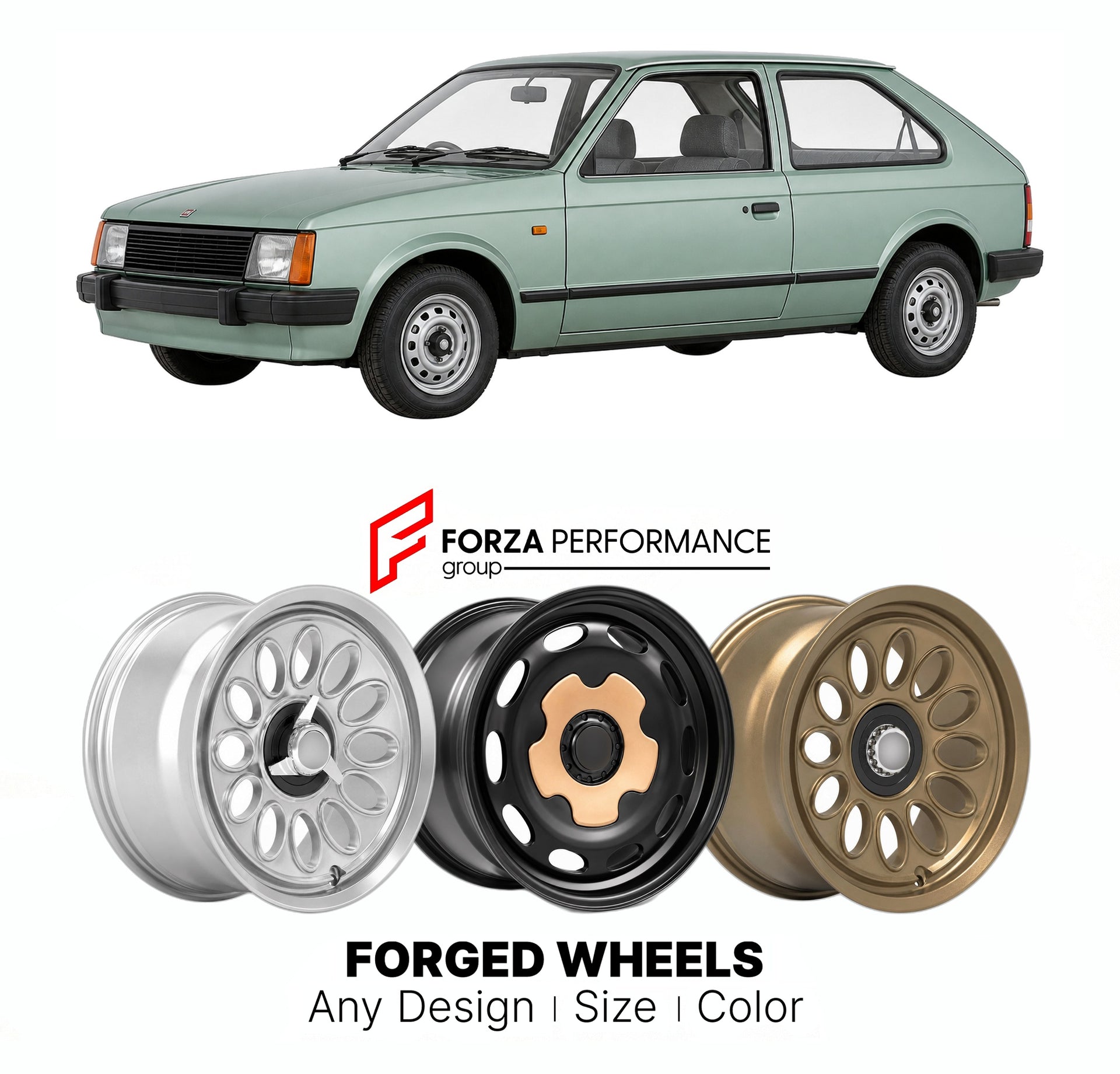CUSTOM CLASSIC VINTAGE RESTOMOD RETRO OLD SCHOOL FORGED WHEELS RIMS for VAUXHALL ASTRA MK 1 MK 2 1980 - 1991

Custom forged wheels for Vauxhall Astra MK 1 MK 2 1980 - 1991. Classic, vintage, restomod wheel designs made to order in custom sizes, offsets, colors and finishes.

We manufacture premium quality forged wheels rims for Vauxhall Astra MK 1 MK 2 1980 - 1991 in any design, size, color.

THIS WHEEL DESIGN CAN BE CUSTOM-MADE FOR YOUR CAR IN ANY SIZE AND COLOR OPTIONS
Available in monoblock, 2-piece, 3-p