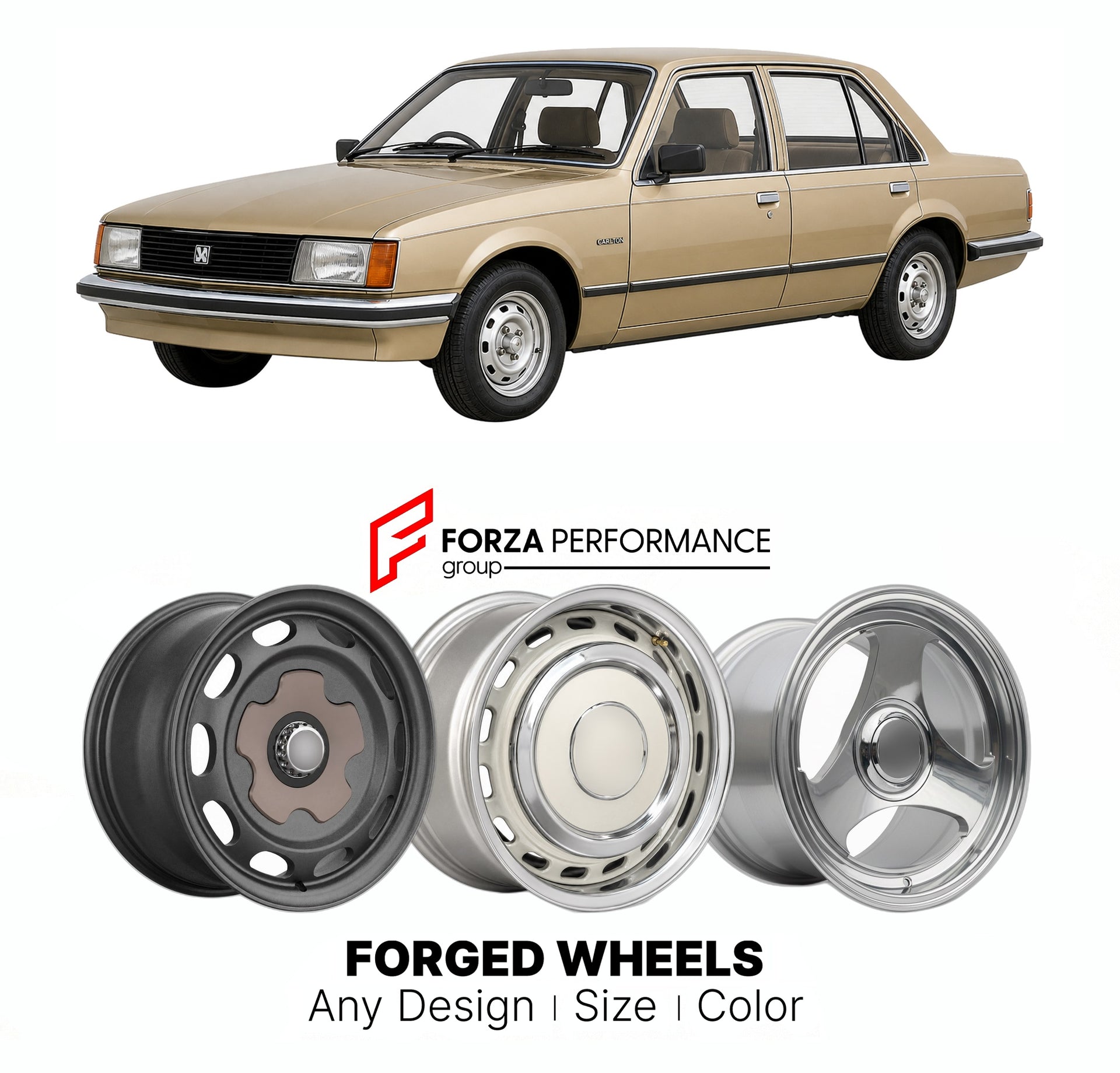 CUSTOM CLASSIC VINTAGE RESTOMOD RETRO OLD SCHOOL FORGED WHEELS RIMS for VAUXHALL CARLTON MK 1 MK 2 1978 - 1994

Custom forged wheels for Vauxhall Carlton MK 1 MK 2 1978 - 1994. Classic, vintage, restomod wheel designs made to order in custom sizes, offsets, colors and finishes.

We manufacture premium quality forged wheels rims for Vauxhall Carlton MK 1 MK 2 1978 - 1994 in any design, size, color.

THIS WHEEL DESIGN CAN BE CUSTOM-MADE FOR YOUR CAR IN ANY SIZE AND COLOR OPTIONS
Available in monoblock, 2-piec