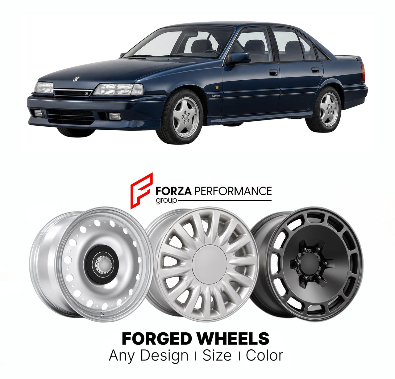 CUSTOM CLASSIC VINTAGE RESTOMOD RETRO OLD SCHOOL FORGED WHEELS RIMS for VAUXHALL CARLTON TYPE 104 1990 - 1992

Custom forged wheels for Vauxhall Carlton Type 104 1990 - 1992. Classic, vintage, restomod wheel designs made to order in custom sizes, offsets, colors and finishes.

We manufacture premium quality forged wheels rims for Vauxhall Carlton Type 104 1990 - 1992 in any design, size, color.

THIS WHEEL DESIGN CAN BE CUSTOM-MADE FOR YOUR CAR IN ANY SIZE AND COLOR OPTIONS
Available in monoblock, 2-piece, 