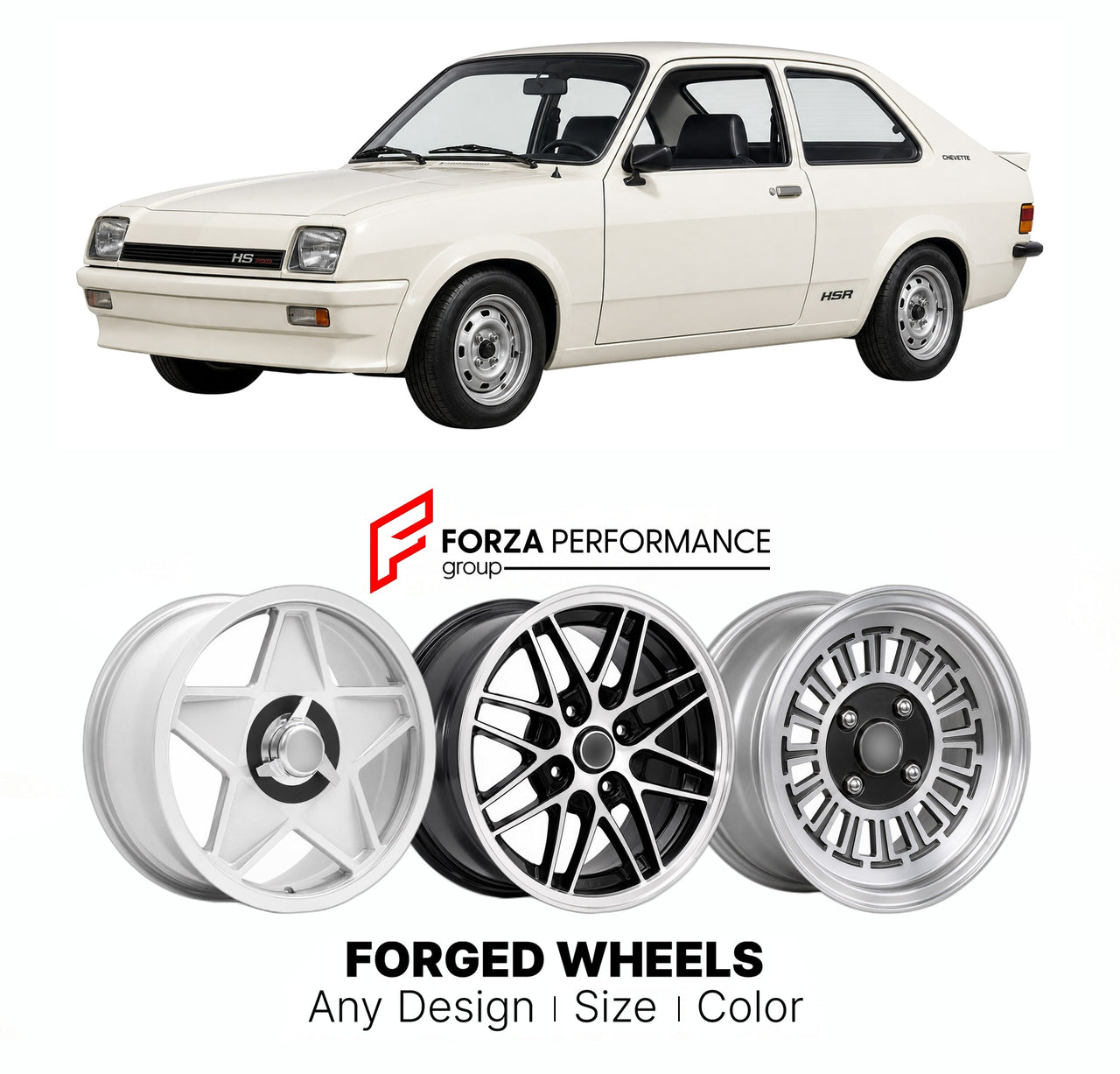 CUSTOM CLASSIC VINTAGE RESTOMOD RETRO OLD SCHOOL FORGED WHEELS RIMS for VAUXHALL CHEVETTE HS HSR GROUP 4 HOMOLOGATION 1976 - 1981

Custom forged wheels for Vauxhall Chevette HS HSR Group 4 Homologation 1976 - 1981. Classic, vintage, restomod wheel designs made to order in custom sizes, offsets, colors and finishes.

We manufacture premium quality forged wheels rims for Vauxhall Chevette HS HSR Group 4 Homologation 1976 - 1981 in any design, size, color.

THIS WHEEL DESIGN CAN BE CUSTOM-MADE FOR YOUR CAR IN 