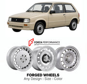 CUSTOM CLASSIC VINTAGE RESTOMOD RETRO OLD SCHOOL FORGED WHEELS RIMS for VAUXHALL NOVA 1983 - 1993

Custom forged wheels for Vauxhall Nova 1983 - 1993. Classic, vintage, restomod wheel designs made to order in custom sizes, offsets, colors and finishes.

We manufacture premium quality forged wheels rims for Vauxhall Nova 1983 - 1993 in any design, size, color.

THIS WHEEL DESIGN CAN BE CUSTOM-MADE FOR YOUR CAR IN ANY SIZE AND COLOR OPTIONS
Available in monoblock, 2-piece, 3-piece, duoblock, beadlock
3D wheel