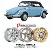 CUSTOM CLASSIC VINTAGE RESTOMOD RETRO OLD SCHOOL FORGED WHEELS RIMS for VOLKSWAGEN BEETLE 1303 S KARMANN CABRIOLET 1972 - 1979

Custom forged wheels for Volkswagen Beetle 1303 S Karmann Cabriolet 1972 - 1979. Classic, vintage, restomod wheel designs made to order in custom sizes, offsets, colors and finishes.

We manufacture premium quality forged wheels rims for Volkswagen Beetle 1303 S Karmann Cabriolet 1972 - 1979 in any design, size, color.

THIS WHEEL DESIGN CAN BE CUSTOM-MADE FOR YOUR CAR IN ANY SIZE 