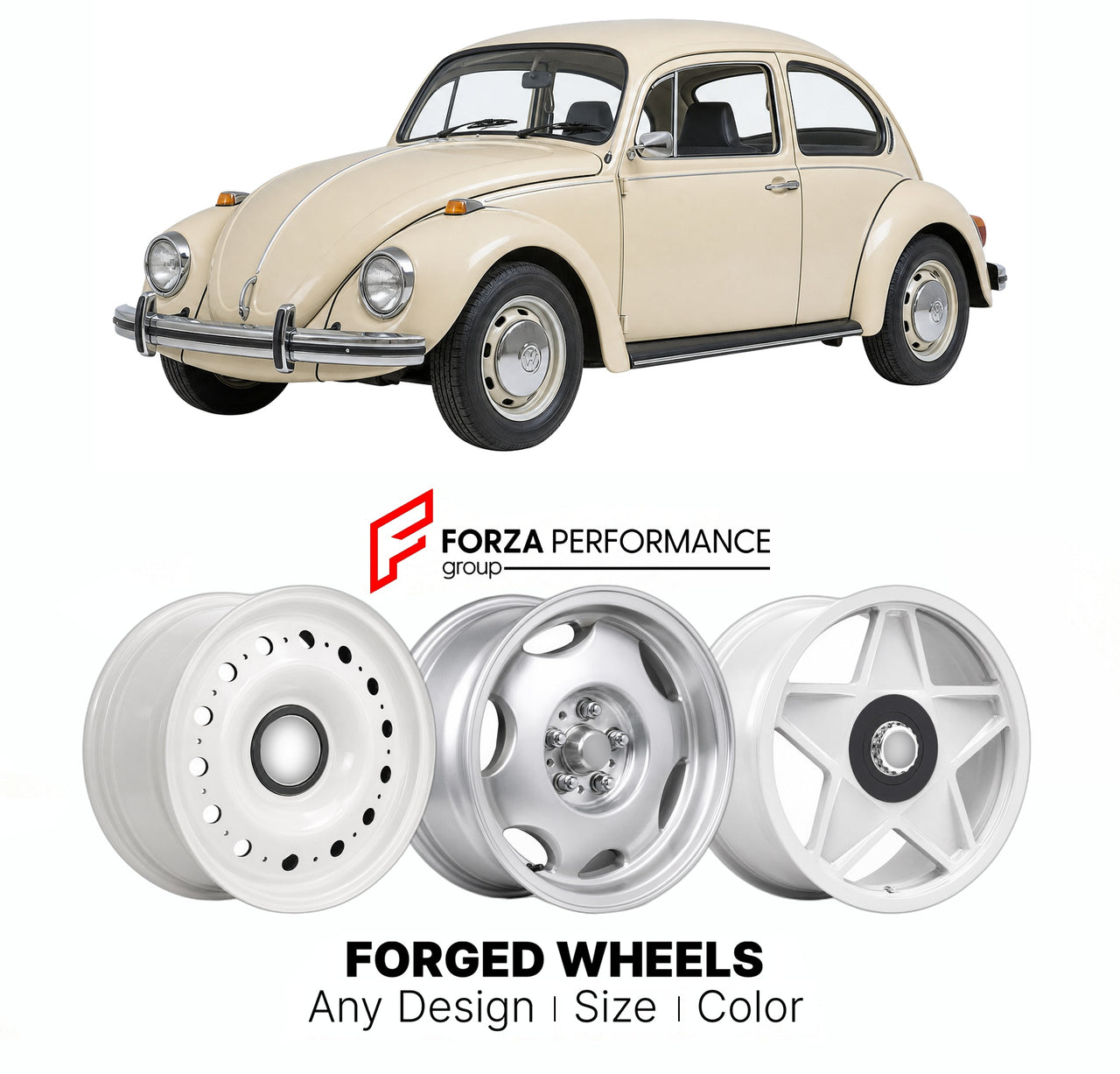 CUSTOM CLASSIC VINTAGE RESTOMOD RETRO OLD SCHOOL FORGED WHEELS RIMS for VOLKSWAGEN BEETLE TYPE 1 1302 SUPER 1970 - 1972

Custom forged wheels for Volkswagen Beetle Type 1 1302 Super 1970 - 1972. Classic, vintage, restomod wheel designs made to order in custom sizes, offsets, colors and finishes.

We manufacture premium quality forged wheels rims for Volkswagen Beetle Type 1 1302 Super 1970 - 1972 in any design, size, color.

THIS WHEEL DESIGN CAN BE CUSTOM-MADE FOR YOUR CAR IN ANY SIZE AND COLOR OPTIONS
Ava