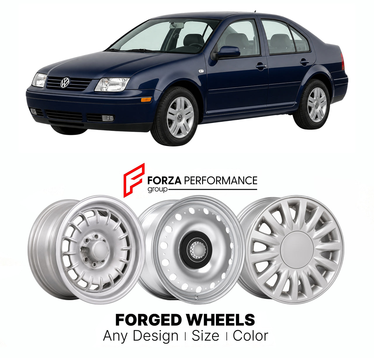 CUSTOM CLASSIC VINTAGE RESTOMOD RETRO OLD SCHOOL FORGED WHEELS RIMS for VOLKSWAGEN BORA JETTA MK 4 1998 - 2005

Custom forged wheels for Volkswagen Bora Jetta MK 4 1998 - 2005. Classic, vintage, restomod wheel designs made to order in custom sizes, offsets, colors and finishes.

We manufacture premium quality forged wheels rims for Volkswagen Bora Jetta MK 4 1998 - 2005 in any design, size, color.

THIS WHEEL DESIGN CAN BE CUSTOM-MADE FOR YOUR CAR IN ANY SIZE AND COLOR OPTIONS
Available in monoblock, 2-piec