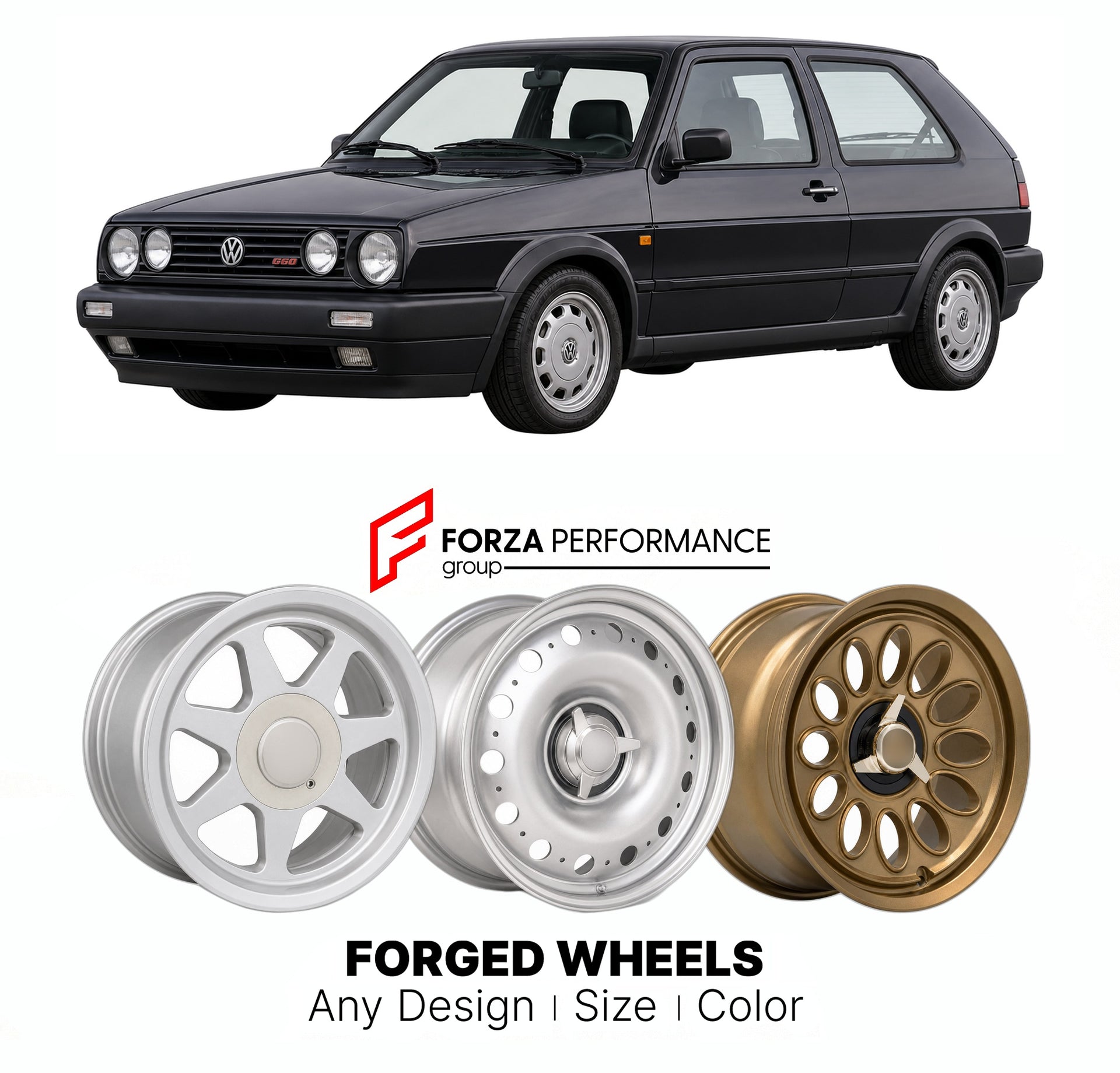 CUSTOM CLASSIC VINTAGE RESTOMOD RETRO OLD SCHOOL FORGED WHEELS RIMS for VOLKSWAGEN E GOLF G60 1989 - 1990

Custom forged wheels for Volkswagen E Golf G60 1989 - 1990. Classic, vintage, restomod wheel designs made to order in custom sizes, offsets, colors and finishes.

We manufacture premium quality forged wheels rims for Volkswagen E Golf G60 1989 - 1990 in any design, size, color.

THIS WHEEL DESIGN CAN BE CUSTOM-MADE FOR YOUR CAR IN ANY SIZE AND COLOR OPTIONS
Available in monoblock, 2-piece, 3-piece, duo
