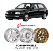 CUSTOM CLASSIC VINTAGE RESTOMOD RETRO OLD SCHOOL FORGED WHEELS RIMS for VOLKSWAGEN GOLF MK 3 GTI VR6 1991 - 1998

Custom forged wheels for Volkswagen Golf MK 3 GTI VR6 1991 - 1998. Classic, vintage, restomod wheel designs made to order in custom sizes, offsets, colors and finishes.

We manufacture premium quality forged wheels rims for Volkswagen Golf MK 3 GTI VR6 1991 - 1998 in any design, size, color.

THIS WHEEL DESIGN CAN BE CUSTOM-MADE FOR YOUR CAR IN ANY SIZE AND COLOR OPTIONS
Available in monoblock, 