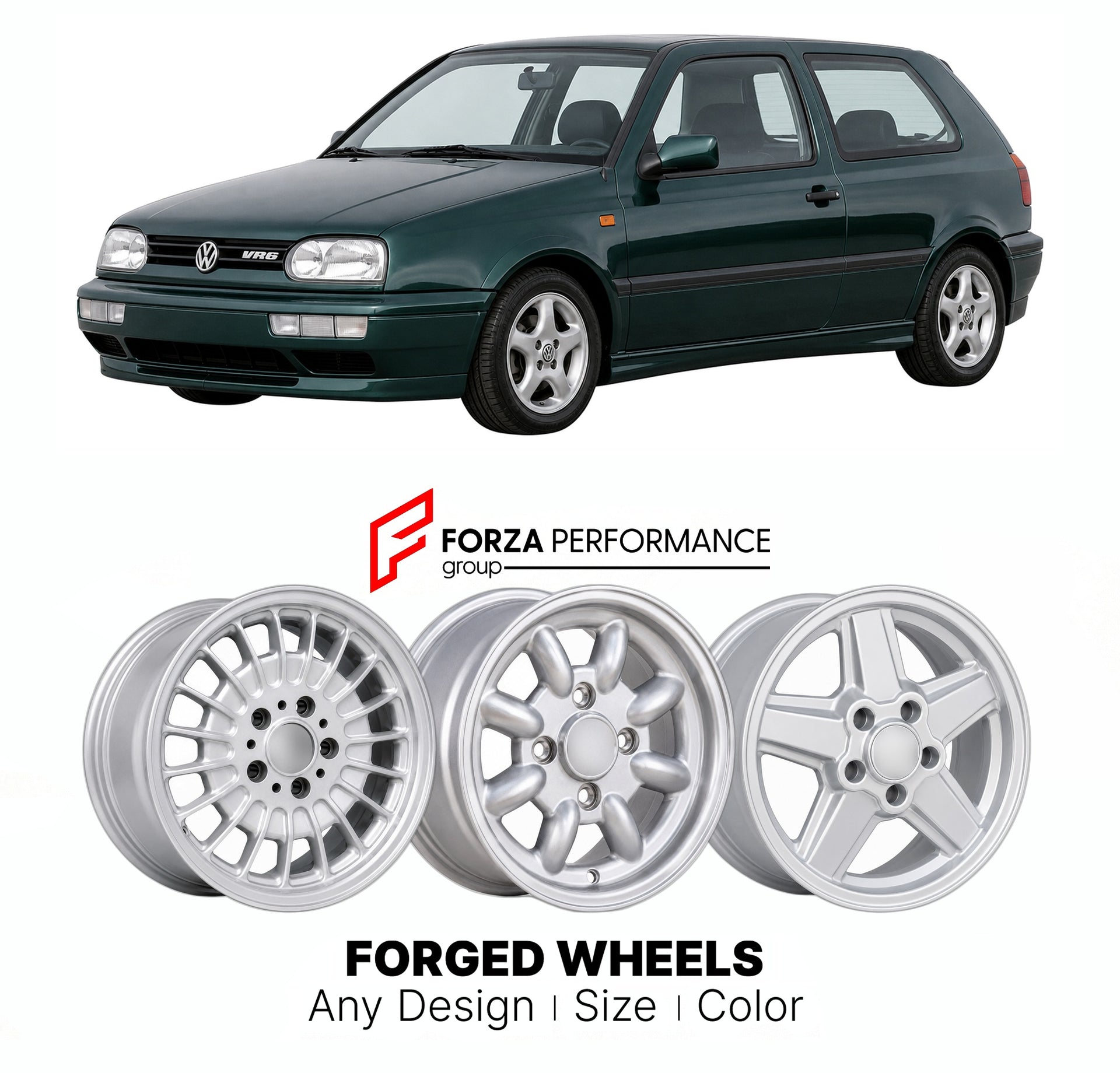 CUSTOM CLASSIC VINTAGE RESTOMOD RETRO OLD SCHOOL FORGED WHEELS RIMS for VOLKSWAGEN GOLF VR6 MK 3 1991 - 1997

Custom forged wheels for Volkswagen Golf VR6 MK 3 1991 - 1997. Classic, vintage, restomod wheel designs made to order in custom sizes, offsets, colors and finishes.

We manufacture premium quality forged wheels rims for Volkswagen Golf VR6 MK 3 1991 - 1997 in any design, size, color.

THIS WHEEL DESIGN CAN BE CUSTOM-MADE FOR YOUR CAR IN ANY SIZE AND COLOR OPTIONS
Available in monoblock, 2-piece, 3-p