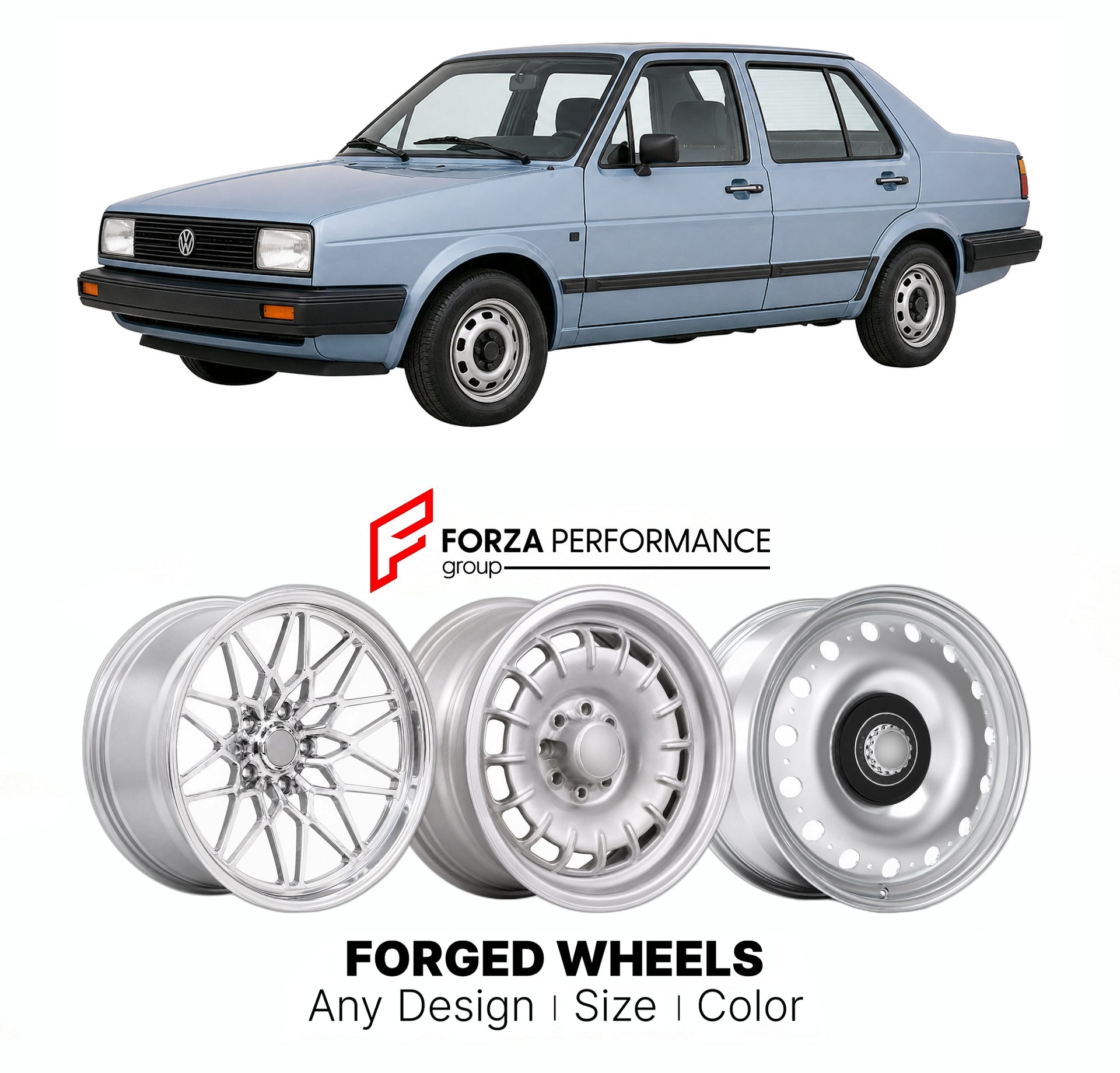 CUSTOM CLASSIC VINTAGE RESTOMOD RETRO OLD SCHOOL FORGED WHEELS RIMS for VOLKSWAGEN JETTA MK 2 1984 - 1992

Custom forged wheels for Volkswagen Jetta MK 2 1984 - 1992. Classic, vintage, restomod wheel designs made to order in custom sizes, offsets, colors and finishes.

We manufacture premium quality forged wheels rims for Volkswagen Jetta MK 2 1984 - 1992 in any design, size, color.

THIS WHEEL DESIGN CAN BE CUSTOM-MADE FOR YOUR CAR IN ANY SIZE AND COLOR OPTIONS
Available in monoblock, 2-piece, 3-piece, duo