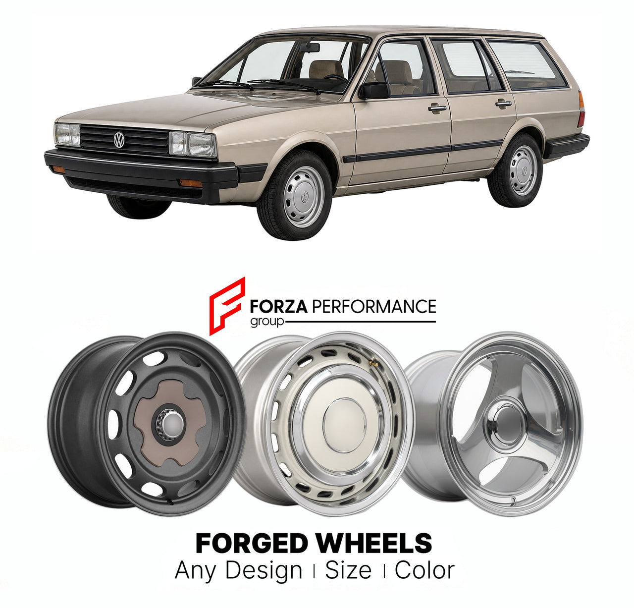 CUSTOM CLASSIC VINTAGE RESTOMOD RETRO OLD SCHOOL FORGED WHEELS RIMS for VOLKSWAGEN PASSAT B2 1980 - 1988

Custom forged wheels for Volkswagen Passat B2 1980 - 1988. Classic, vintage, restomod wheel designs made to order in custom sizes, offsets, colors and finishes.

We manufacture premium quality forged wheels rims for Volkswagen Passat B2 1980 - 1988 in any design, size, color.

THIS WHEEL DESIGN CAN BE CUSTOM-MADE FOR YOUR CAR IN ANY SIZE AND COLOR OPTIONS
Available in monoblock, 2-piece, 3-piece, duoblo