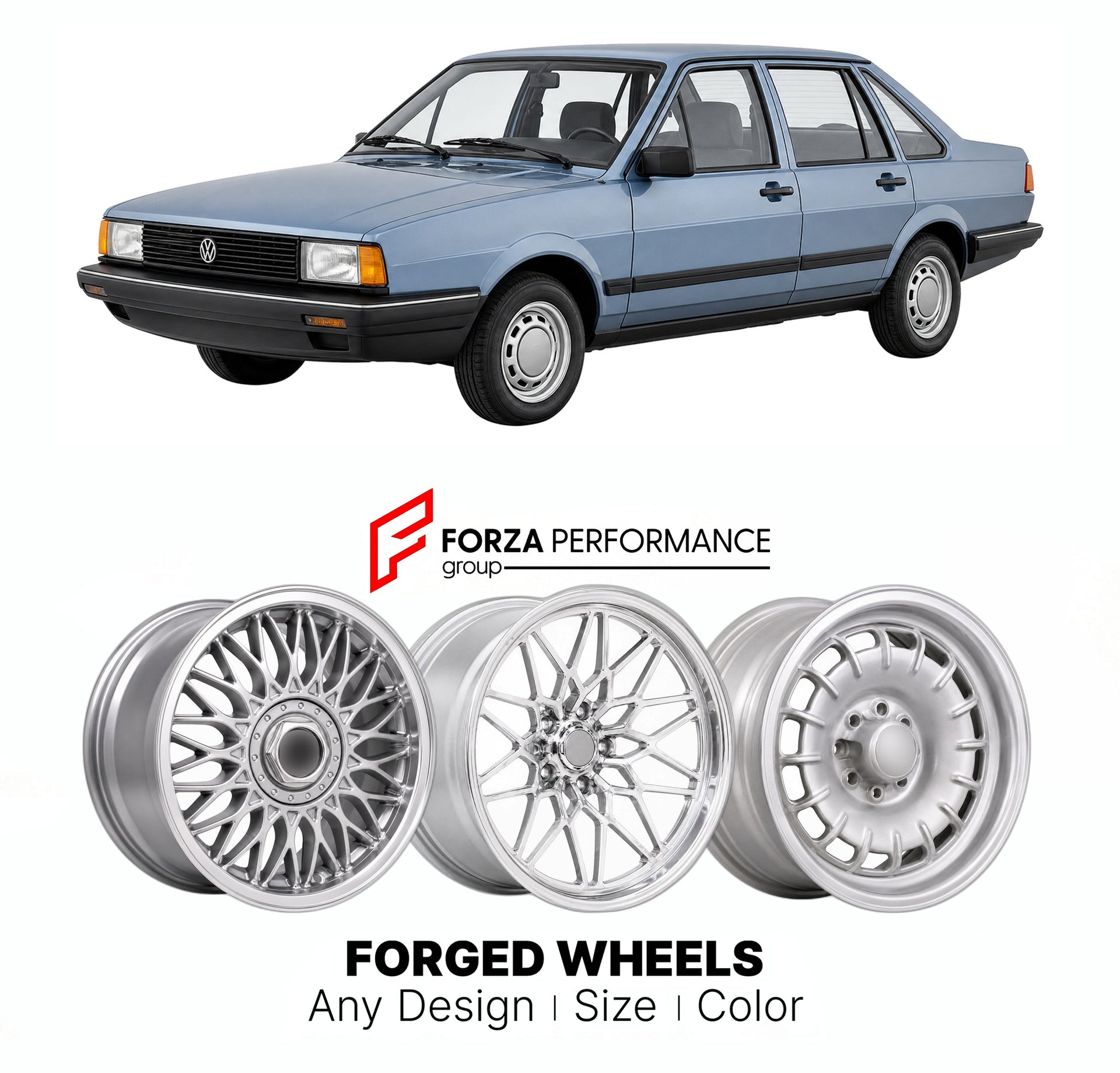 CUSTOM CLASSIC VINTAGE RESTOMOD RETRO OLD SCHOOL FORGED WHEELS RIMS for VOLKSWAGEN PASSAT B2 1981 - 1988

Custom forged wheels for Volkswagen Passat B2 1981 - 1988. Classic, vintage, restomod wheel designs made to order in custom sizes, offsets, colors and finishes.

We manufacture premium quality forged wheels rims for Volkswagen Passat B2 1981 - 1988 in any design, size, color.

THIS WHEEL DESIGN CAN BE CUSTOM-MADE FOR YOUR CAR IN ANY SIZE AND COLOR OPTIONS
Available in monoblock, 2-piece, 3-piece, duoblo