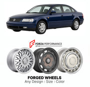 CUSTOM CLASSIC VINTAGE RESTOMOD RETRO OLD SCHOOL FORGED WHEELS RIMS for VOLKSWAGEN PASSAT B5 1996 - 2005

Custom forged wheels for Volkswagen Passat B5 1996 - 2005. Classic, vintage, restomod wheel designs made to order in custom sizes, offsets, colors and finishes.

We manufacture premium quality forged wheels rims for Volkswagen Passat B5 1996 - 2005 in any design, size, color.

THIS WHEEL DESIGN CAN BE CUSTOM-MADE FOR YOUR CAR IN ANY SIZE AND COLOR OPTIONS
Available in monoblock, 2-piece, 3-piece, duoblo