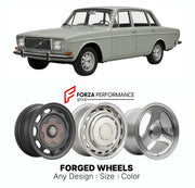 CUSTOM CLASSIC VINTAGE RESTOMOD RETRO OLD SCHOOL FORGED WHEELS RIMS for VOLVO 140 SERIES 1966 - 1974

Custom forged wheels for Volvo 140 Series 1966 - 1974. Classic, vintage, restomod wheel designs made to order in custom sizes, offsets, colors and finishes.

We manufacture premium quality forged wheels rims for Volvo 140 Series 1966 - 1974 in any design, size, color.

THIS WHEEL DESIGN CAN BE CUSTOM-MADE FOR YOUR CAR IN ANY SIZE AND COLOR OPTIONS
Available in monoblock, 2-piece, 3-piece, duoblock, beadlock
