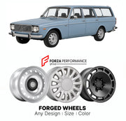 CUSTOM CLASSIC VINTAGE RESTOMOD RETRO OLD SCHOOL FORGED WHEELS RIMS for VOLVO 145 ESTATE 1967 - 1974

Custom forged wheels for Volvo 145 Estate 1967 - 1974. Classic, vintage, restomod wheel designs made to order in custom sizes, offsets, colors and finishes.

We manufacture premium quality forged wheels rims for Volvo 145 Estate 1967 - 1974 in any design, size, color.

THIS WHEEL DESIGN CAN BE CUSTOM-MADE FOR YOUR CAR IN ANY SIZE AND COLOR OPTIONS
Available in monoblock, 2-piece, 3-piece, duoblock, beadlock