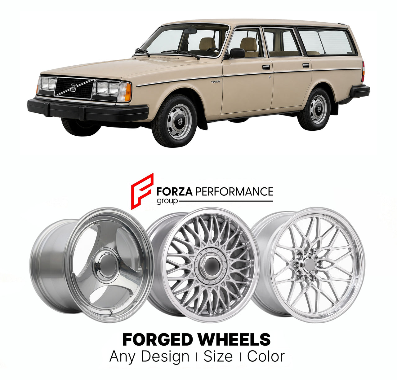 CUSTOM CLASSIC VINTAGE RESTOMOD RETRO OLD SCHOOL FORGED WHEELS RIMS for VOLVO 240 SERIES 1974 - 1993

Custom forged wheels for Volvo 240 Series 1974 - 1993. Classic, vintage, restomod wheel designs made to order in custom sizes, offsets, colors and finishes.

We manufacture premium quality forged wheels rims for Volvo 240 Series 1974 - 1993 in any design, size, color.

THIS WHEEL DESIGN CAN BE CUSTOM-MADE FOR YOUR CAR IN ANY SIZE AND COLOR OPTIONS
Available in monoblock, 2-piece, 3-piece, duoblock, beadlock