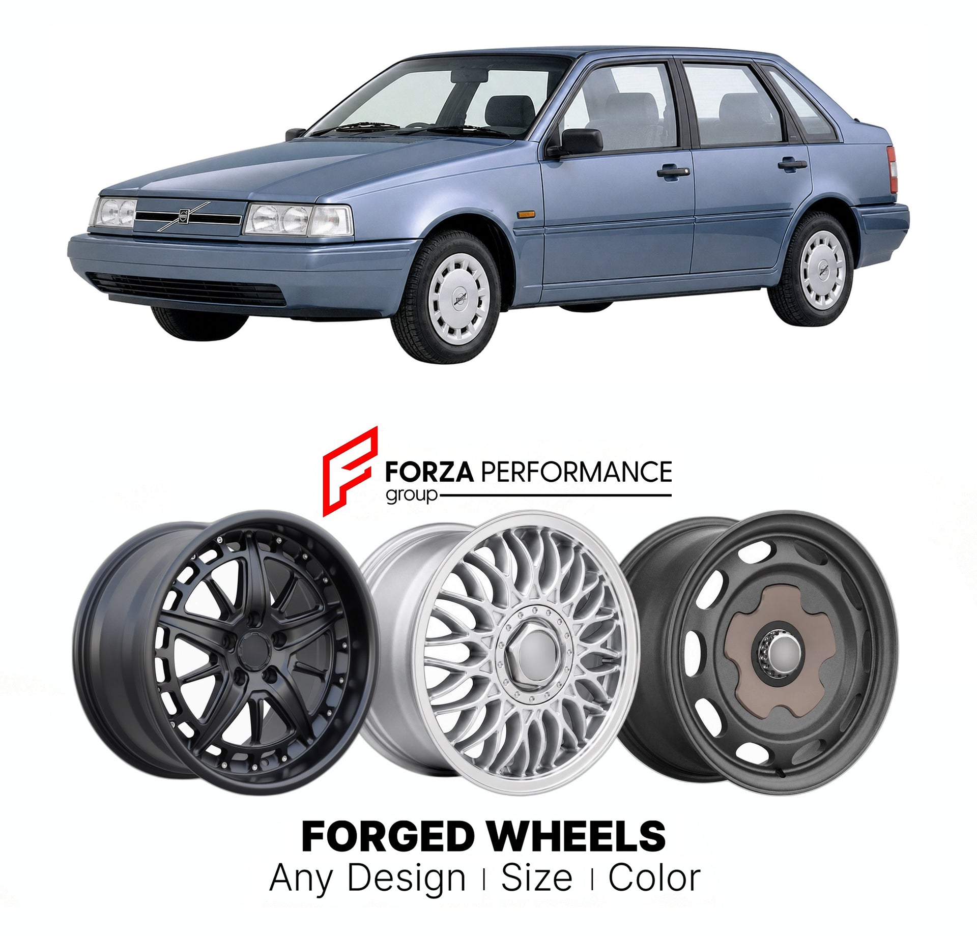 CUSTOM CLASSIC VINTAGE RESTOMOD RETRO OLD SCHOOL FORGED WHEELS RIMS for VOLVO 440 460 1987 - 1996

Custom forged wheels for Volvo 440 460 1987 - 1996. Classic, vintage, restomod wheel designs made to order in custom sizes, offsets, colors and finishes.

We manufacture premium quality forged wheels rims for Volvo 440 460 1987 - 1996 in any design, size, color.

THIS WHEEL DESIGN CAN BE CUSTOM-MADE FOR YOUR CAR IN ANY SIZE AND COLOR OPTIONS
Available in monoblock, 2-piece, 3-piece, duoblock, beadlock
3D wheel