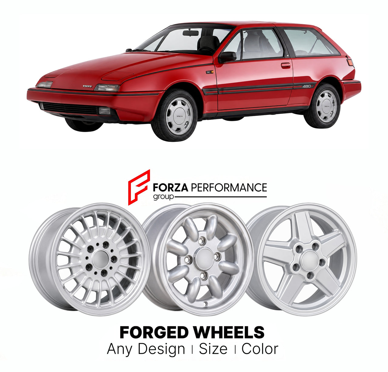 CUSTOM CLASSIC VINTAGE RESTOMOD RETRO OLD SCHOOL FORGED WHEELS RIMS for VOLVO 480 1986 - 1995

Custom forged wheels for Volvo 480 1986 - 1995. Classic, vintage, restomod wheel designs made to order in custom sizes, offsets, colors and finishes.

We manufacture premium quality forged wheels rims for Volvo 480 1986 - 1995 in any design, size, color.

THIS WHEEL DESIGN CAN BE CUSTOM-MADE FOR YOUR CAR IN ANY SIZE AND COLOR OPTIONS
Available in monoblock, 2-piece, 3-piece, duoblock, beadlock
3D wheel renderings 