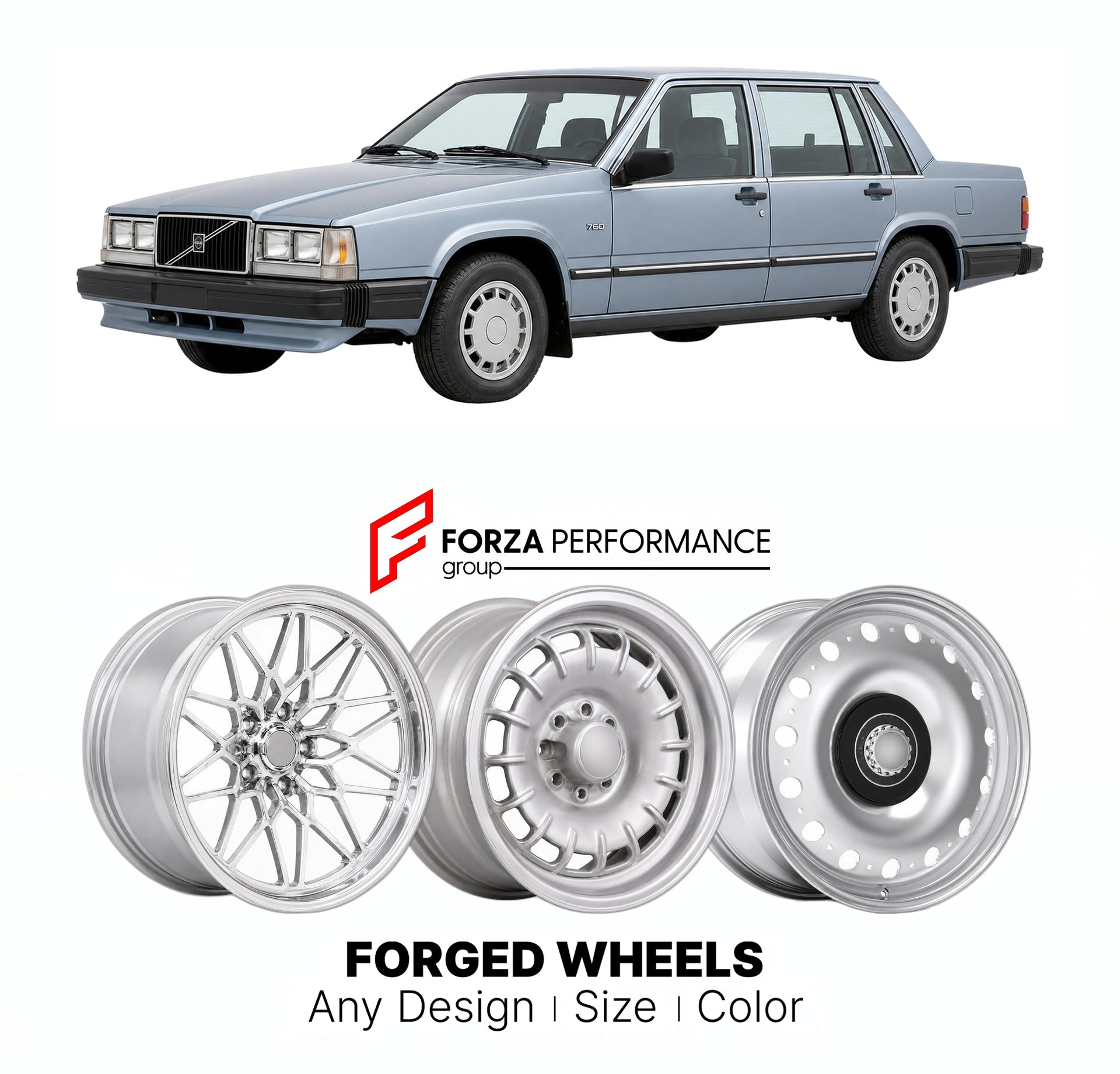 CUSTOM CLASSIC VINTAGE RESTOMOD RETRO OLD SCHOOL FORGED WHEELS RIMS for VOLVO 740 760 700 SERIES 1982 - 1992

Custom forged wheels for Volvo 740 760 700 Series 1982 - 1992. Classic, vintage, restomod wheel designs made to order in custom sizes, offsets, colors and finishes.

We manufacture premium quality forged wheels rims for Volvo 740 760 700 Series 1982 - 1992 in any design, size, color.

THIS WHEEL DESIGN CAN BE CUSTOM-MADE FOR YOUR CAR IN ANY SIZE AND COLOR OPTIONS
Available in monoblock, 2-piece, 3-p