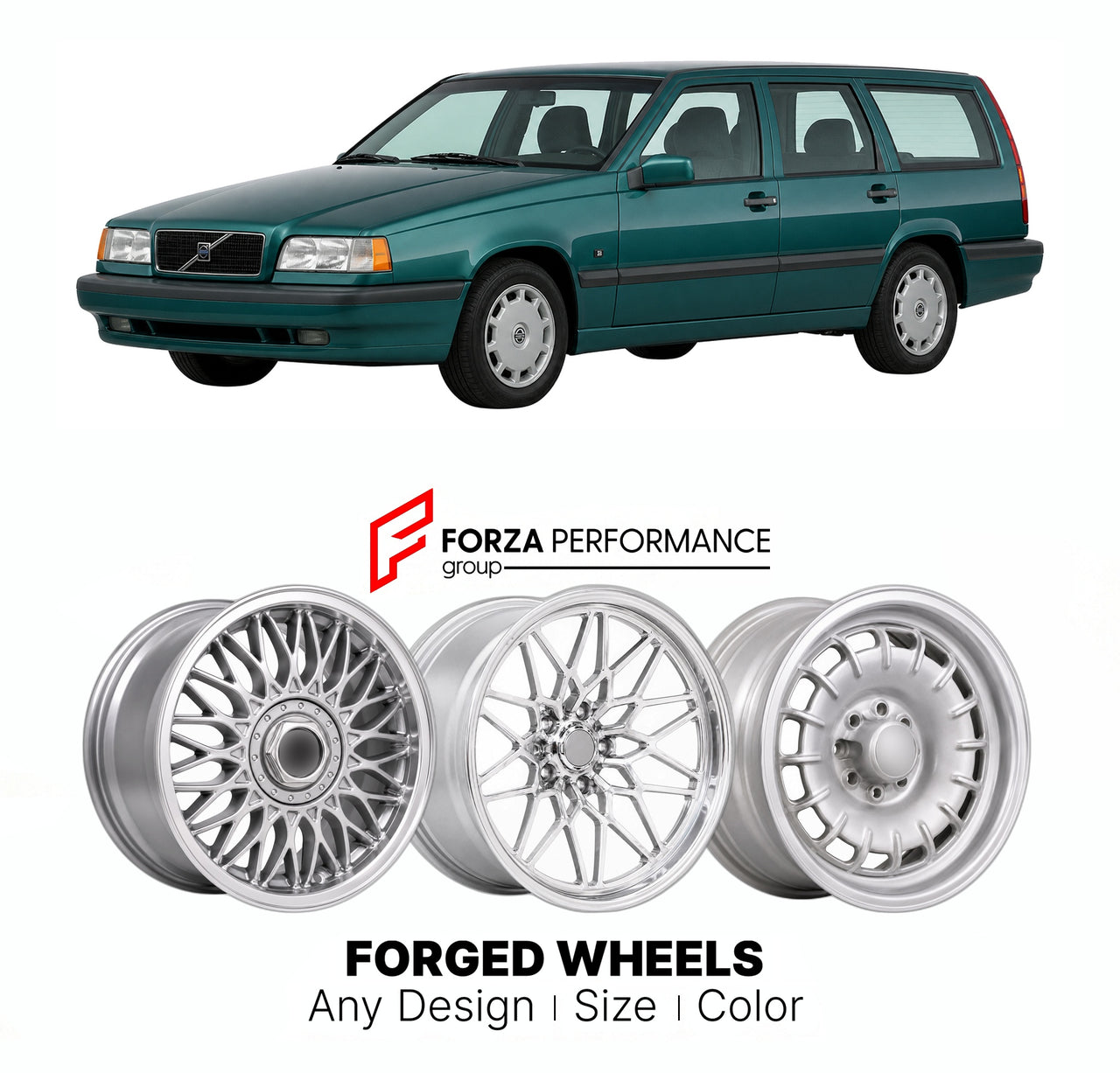 CUSTOM CLASSIC VINTAGE RESTOMOD RETRO OLD SCHOOL FORGED WHEELS RIMS for VOLVO 850 ESTATE 1993 - 1997

Custom forged wheels for Volvo 850 Estate 1993 - 1997. Classic, vintage, restomod wheel designs made to order in custom sizes, offsets, colors and finishes.

We manufacture premium quality forged wheels rims for Volvo 850 Estate 1993 - 1997 in any design, size, color.

THIS WHEEL DESIGN CAN BE CUSTOM-MADE FOR YOUR CAR IN ANY SIZE AND COLOR OPTIONS
Available in monoblock, 2-piece, 3-piece, duoblock, beadlock