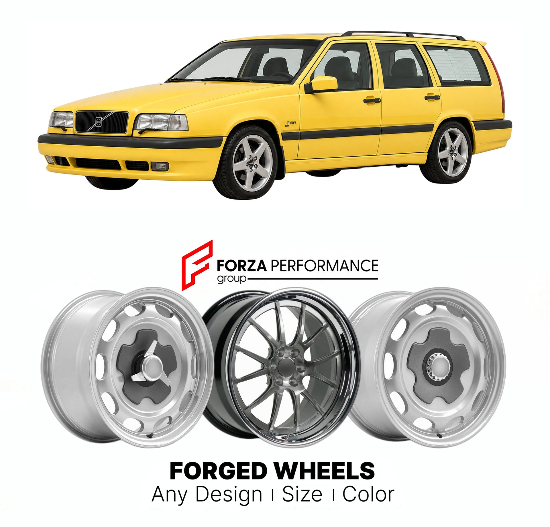 CUSTOM CLASSIC VINTAGE RESTOMOD RETRO OLD SCHOOL FORGED WHEELS RIMS for VOLVO 850 T-5R ESTATE 1994 - 1997

Custom forged wheels for Volvo 850 T-5R Estate 1994 - 1997. Classic, vintage, restomod wheel designs made to order in custom sizes, offsets, colors and finishes.

We manufacture premium quality forged wheels rims for Volvo 850 T-5R Estate 1994 - 1997 in any design, size, color.

THIS WHEEL DESIGN CAN BE CUSTOM-MADE FOR YOUR CAR IN ANY SIZE AND COLOR OPTIONS
Available in monoblock, 2-piece, 3-piece, duo