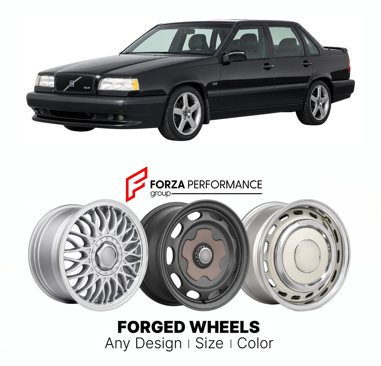 CUSTOM CLASSIC VINTAGE RESTOMOD RETRO OLD SCHOOL FORGED WHEELS RIMS for VOLVO 850 T-5R R 1994 - 1997

Custom forged wheels for Volvo 850 T-5R R 1994 - 1997. Classic, vintage, restomod wheel designs made to order in custom sizes, offsets, colors and finishes.

We manufacture premium quality forged wheels rims for Volvo 850 T-5R R 1994 - 1997 in any design, size, color.

THIS WHEEL DESIGN CAN BE CUSTOM-MADE FOR YOUR CAR IN ANY SIZE AND COLOR OPTIONS
Available in monoblock, 2-piece, 3-piece, duoblock, beadlock
