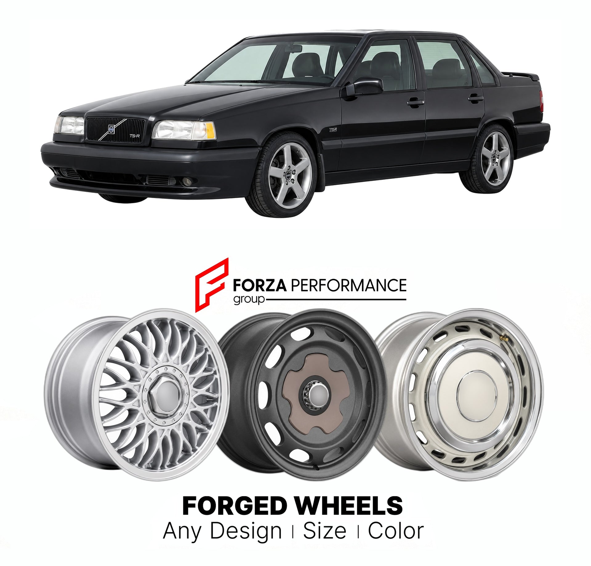 CUSTOM CLASSIC VINTAGE RESTOMOD RETRO OLD SCHOOL FORGED WHEELS RIMS for VOLVO 850 T-5R R 1994 - 1997

Custom forged wheels for Volvo 850 T-5R R 1994 - 1997. Classic, vintage, restomod wheel designs made to order in custom sizes, offsets, colors and finishes.

We manufacture premium quality forged wheels rims for Volvo 850 T-5R R 1994 - 1997 in any design, size, color.

THIS WHEEL DESIGN CAN BE CUSTOM-MADE FOR YOUR CAR IN ANY SIZE AND COLOR OPTIONS
Available in monoblock, 2-piece, 3-piece, duoblock, beadlock