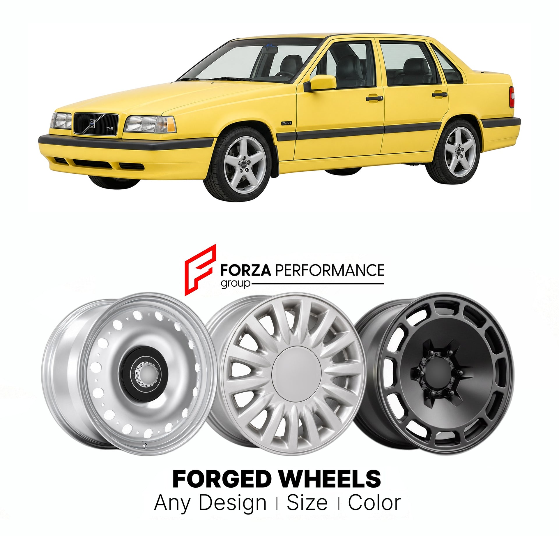 CUSTOM CLASSIC VINTAGE RESTOMOD RETRO OLD SCHOOL FORGED WHEELS RIMS for VOLVO 850 T-5 T-5R 1993 - 1997

Custom forged wheels for Volvo 850 T-5 T-5R 1993 - 1997. Classic, vintage, restomod wheel designs made to order in custom sizes, offsets, colors and finishes.

We manufacture premium quality forged wheels rims for Volvo 850 T-5 T-5R 1993 - 1997 in any design, size, color.

THIS WHEEL DESIGN CAN BE CUSTOM-MADE FOR YOUR CAR IN ANY SIZE AND COLOR OPTIONS
Available in monoblock, 2-piece, 3-piece, duoblock, be