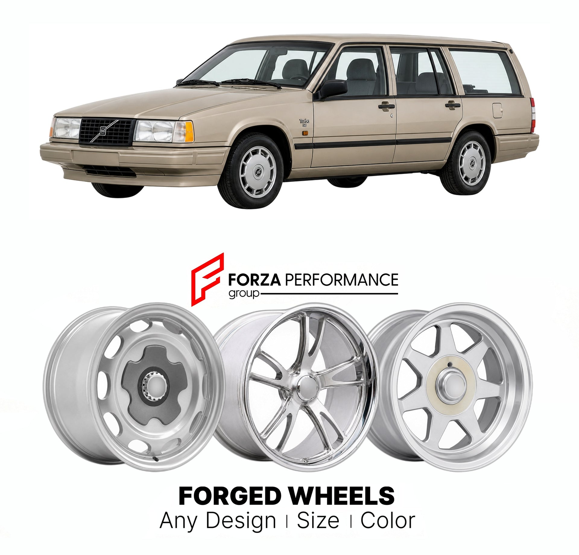 CUSTOM CLASSIC VINTAGE RESTOMOD RETRO OLD SCHOOL FORGED WHEELS RIMS for VOLVO 940 SE TURBO ESTATE 1991 - 1998

Custom forged wheels for Volvo 940 SE Turbo Estate 1991 - 1998. Classic, vintage, restomod wheel designs made to order in custom sizes, offsets, colors and finishes.

We manufacture premium quality forged wheels rims for Volvo 940 SE Turbo Estate 1991 - 1998 in any design, size, color.

THIS WHEEL DESIGN CAN BE CUSTOM-MADE FOR YOUR CAR IN ANY SIZE AND COLOR OPTIONS
Available in monoblock, 2-piece, 