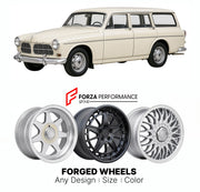 CUSTOM CLASSIC VINTAGE RESTOMOD RETRO OLD SCHOOL FORGED WHEELS RIMS for VOLVO AMAZON ESTATE 1962 - 1969

Custom forged wheels for Volvo Amazon Estate 1962 - 1969. Classic, vintage, restomod wheel designs made to order in custom sizes, offsets, colors and finishes.

We manufacture premium quality forged wheels rims for Volvo Amazon Estate 1962 - 1969 in any design, size, color.

THIS WHEEL DESIGN CAN BE CUSTOM-MADE FOR YOUR CAR IN ANY SIZE AND COLOR OPTIONS
Available in monoblock, 2-piece, 3-piece, duoblock,