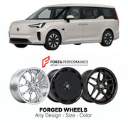 Custom forged wheels for Volvo Geely EM90 2023+. Made-to-order monoblock, 2-piece and 3-piece wheels in custom sizes, offsets, colors and finishes with guaranteed vehicle fitment.

We manufacture premium quality forged wheels rims for Volvo Geely EM90 2023+ in any design, size, color.

THIS WHEEL DESIGN CAN BE CUSTOM-MADE FOR YOUR CAR IN ANY SIZE AND COLOR OPTIONS
Available in monoblock, 2-piece, 3-piece, duoblock, beadlock
3D wheel renderings are provided according to the exact dimensions and specification