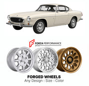 CUSTOM CLASSIC VINTAGE RESTOMOD RETRO OLD SCHOOL FORGED WHEELS RIMS for VOLVO P1800S P1800E 1961 - 1972

Custom forged wheels for Volvo P1800S P1800E 1961 - 1972. Classic, vintage, restomod wheel designs made to order in custom sizes, offsets, colors and finishes.

We manufacture premium quality forged wheels rims for Volvo P1800S P1800E 1961 - 1972 in any design, size, color.

THIS WHEEL DESIGN CAN BE CUSTOM-MADE FOR YOUR CAR IN ANY SIZE AND COLOR OPTIONS
Available in monoblock, 2-piece, 3-piece, duoblock,