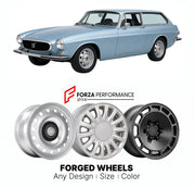 CUSTOM CLASSIC VINTAGE RESTOMOD RETRO OLD SCHOOL FORGED WHEELS RIMS for VOLVO P1800 1800ES 1972 - 1973

Custom forged wheels for Volvo P1800 1800ES 1972 - 1973. Classic, vintage, restomod wheel designs made to order in custom sizes, offsets, colors and finishes.

We manufacture premium quality forged wheels rims for Volvo P1800 1800ES 1972 - 1973 in any design, size, color.

THIS WHEEL DESIGN CAN BE CUSTOM-MADE FOR YOUR CAR IN ANY SIZE AND COLOR OPTIONS
Available in monoblock, 2-piece, 3-piece, duoblock, be