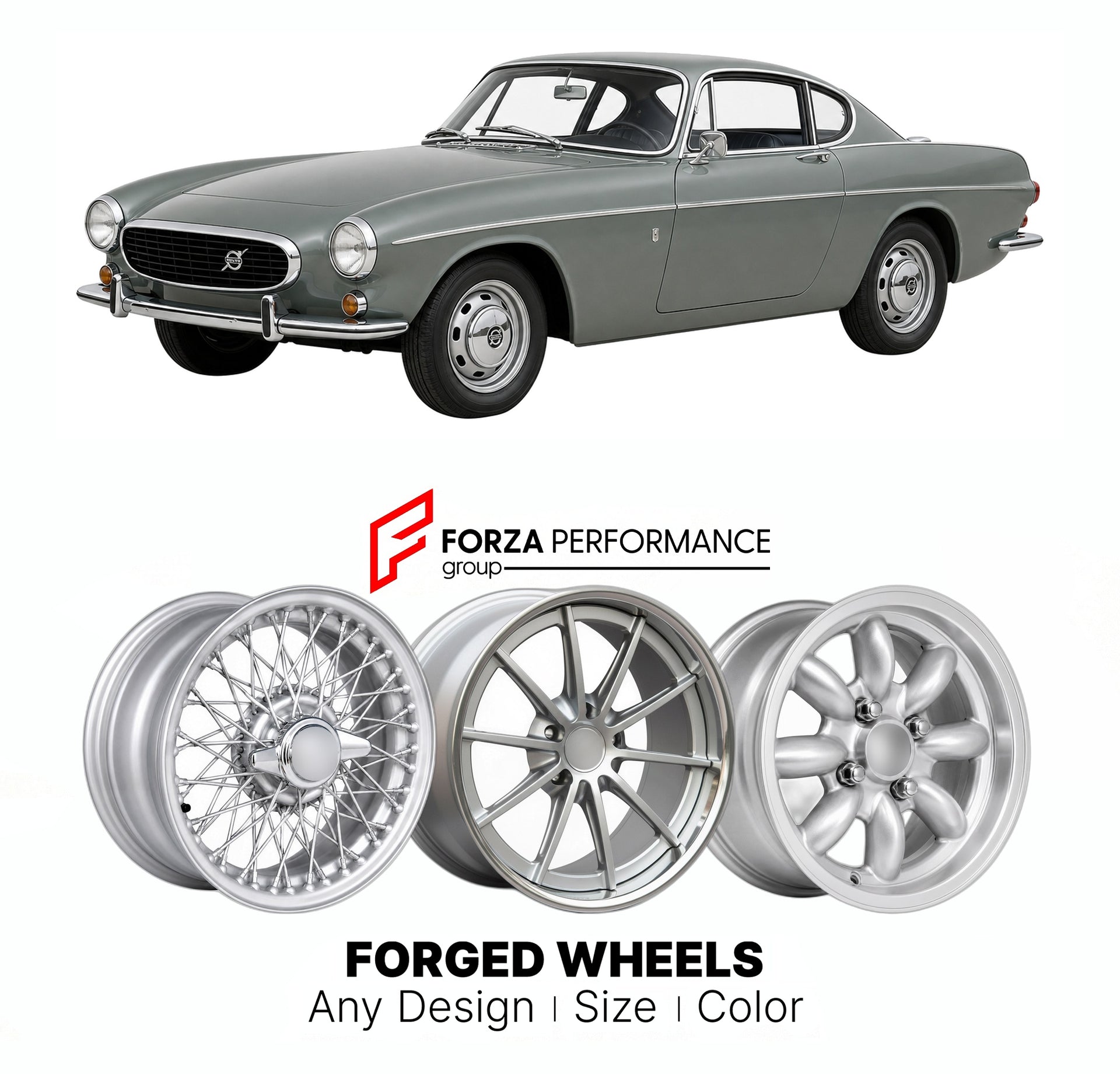 CUSTOM CLASSIC VINTAGE RESTOMOD RETRO OLD SCHOOL FORGED WHEELS RIMS for VOLVO P1800 1961 - 1973

Custom forged wheels for Volvo P1800 1961 - 1973. Classic, vintage, restomod wheel designs made to order in custom sizes, offsets, colors and finishes.

We manufacture premium quality forged wheels rims for Volvo P1800 1961 - 1973 in any design, size, color.

THIS WHEEL DESIGN CAN BE CUSTOM-MADE FOR YOUR CAR IN ANY SIZE AND COLOR OPTIONS
Available in monoblock, 2-piece, 3-piece, duoblock, beadlock
3D wheel rende
